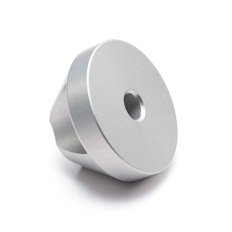 Right view of silver aluminum 45 adapter