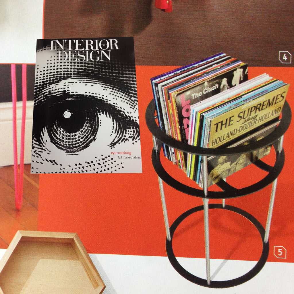 Vinyl record pedestal, LP-C featured in Interior Design Magazine