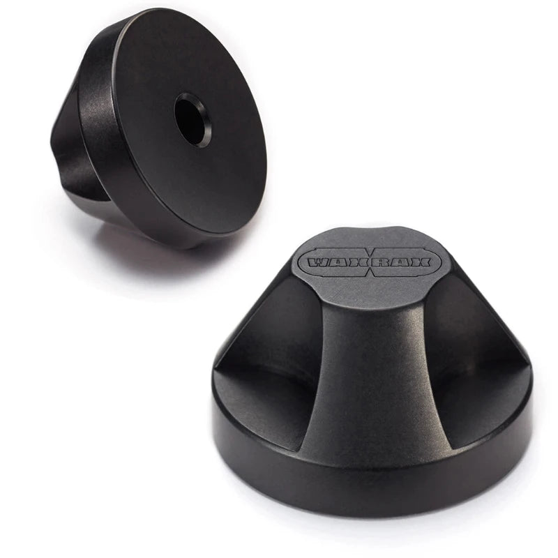 pair of black color anodized aluminum 7 inch vinyl record adapters