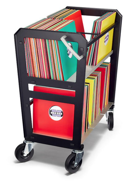 RC2 vinyl library cart filled with twelve inch vinyl records